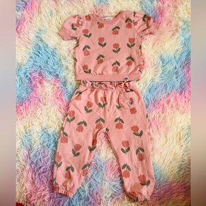 Rabbit Bear Organic Pink Baby Girl Track set 12 months